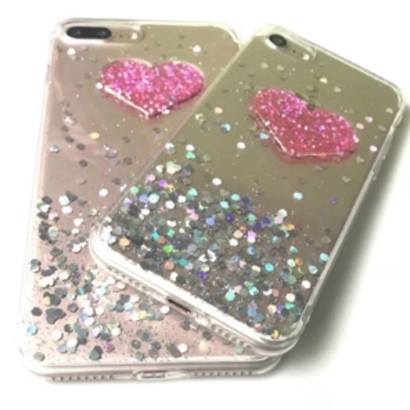 NEW iPhone 7+/8+/7/8 Soft Glitter Pink Heart Case - Picture 2 of 5
